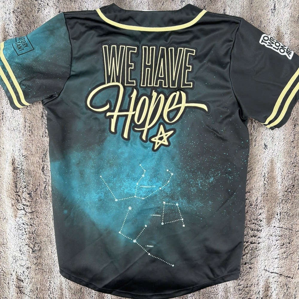 TWLOHA Constellation Space Baseball Jersey Size Medium Hope Love - Black Green